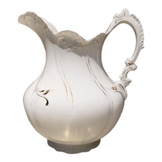 Antique White Porcelain Pitcher Francaise La Porcelain French Country For Sale