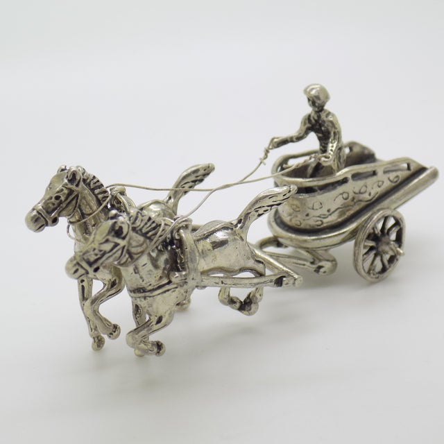 Vintage Italian Handmade Silver Roman Biga Chariot with Horses Figurine, Tuscany, 1970s For Sale - Image 4 of 13