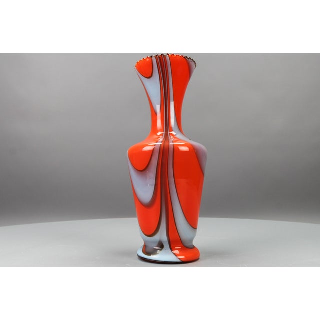 Italian Opaline Florence Glass Vase in Red and Grey, 1970s For Sale - Image 3 of 15