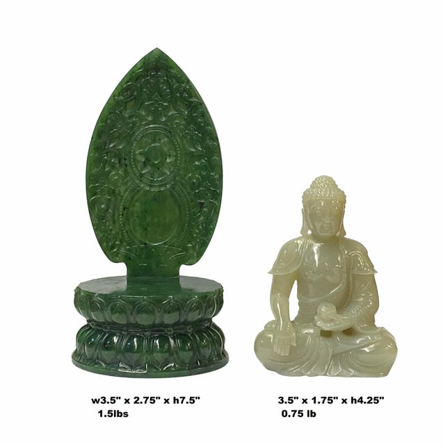 2010s Chinese Jade Stone Sitting Buddha Gautama Amitabha Shakyamuni Statue For Sale - Image 5 of 9