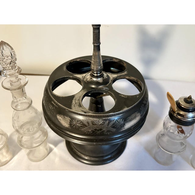 Antique Victorian Aesthetic Quadruple Plate Condiment Cruet Carousel Set- 5 Pieces For Sale - Image 6 of 7