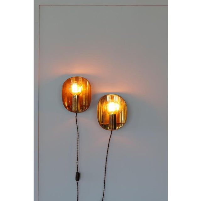 Metal Mid-Century Modern Brass Wall Sconces, Sweden, 1960s, Set of 2 For Sale - Image 7 of 17