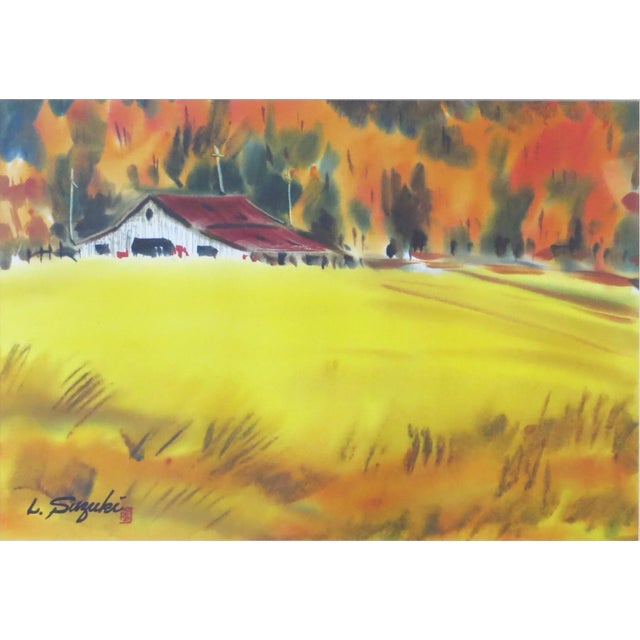 Artist: Lewis Suzuki (Japanese/American, 1920-2016) Title: Autumn Landscape With Barn Year: Circa 1970 Medium: Watercolor...