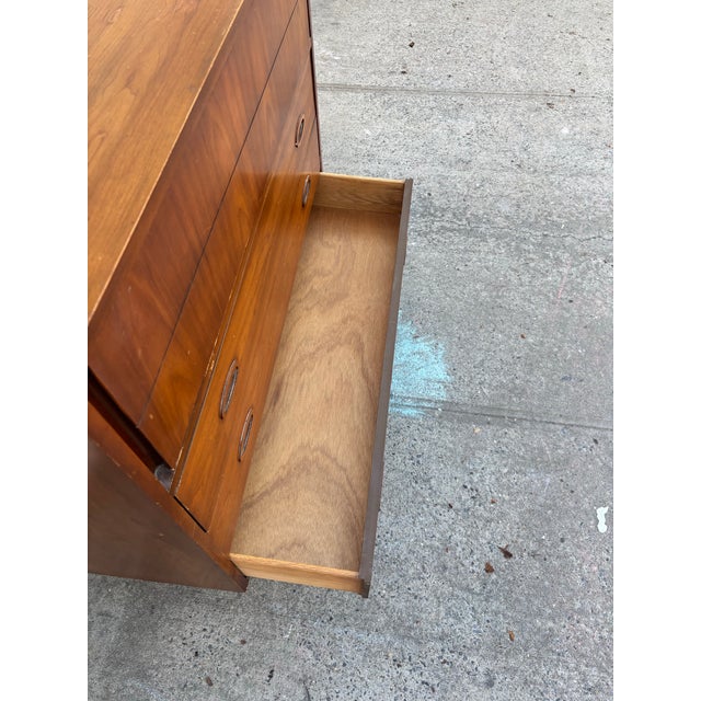Vintage Dresser by Dixie, Walnut Highboy Chest, Tallboy, Furniture With Tapered Legs For Sale In New York - Image 6 of 12