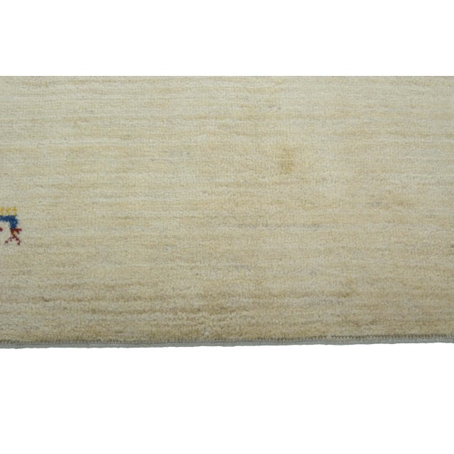 Modern Hand-Knotted Gabbeh Rug in Beige For Sale - Image 6 of 10