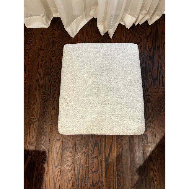 Ivory Crate & Barrel Cavett Wood Accent Chair & Ottoman — Excellent Condition For Sale - Image 8 of 15
