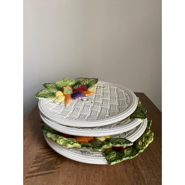 Late 20th Century Fitz and Floyd Tromp L’oiel Vegetable Plates- Set of 4 For Sale - Image 9 of 9