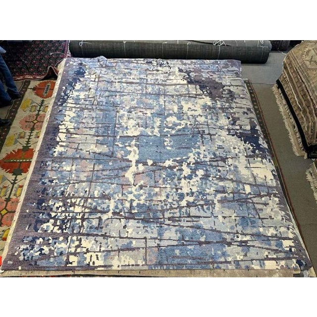 Abstract Modern Abstract Nepalese Handspun Wool Rug, 10x14 For Sale - Image 3 of 5