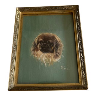 Vintage Pekingese Painting Circa 1960s For Sale