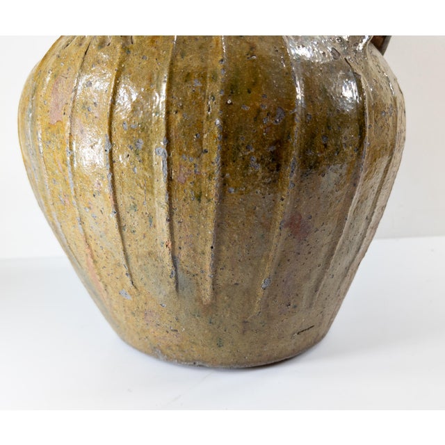 18th Century French Olive Green Glazed Walnut Oil Jug or Jar For Sale - Image 11 of 12
