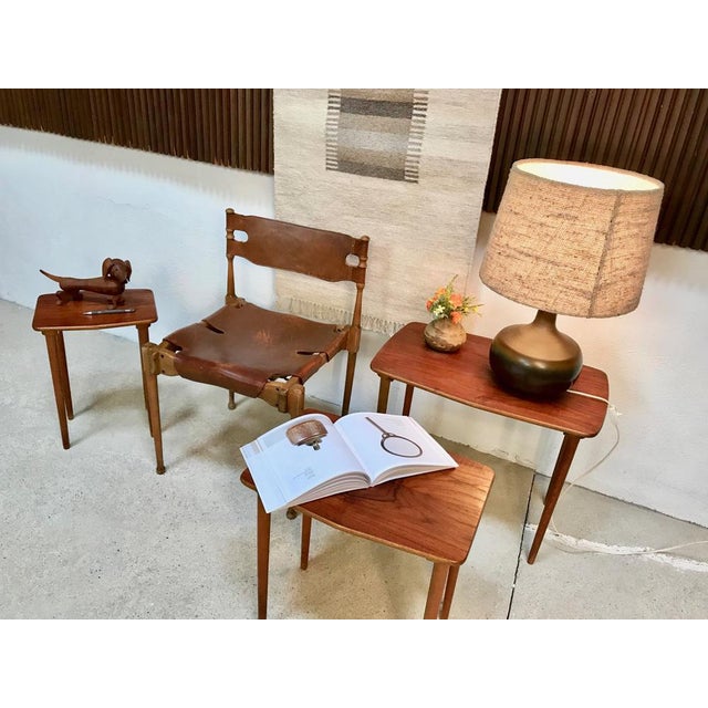 Wood Boat-Shaped Teak Nesting Side Tables, Set of 3 For Sale - Image 7 of 18