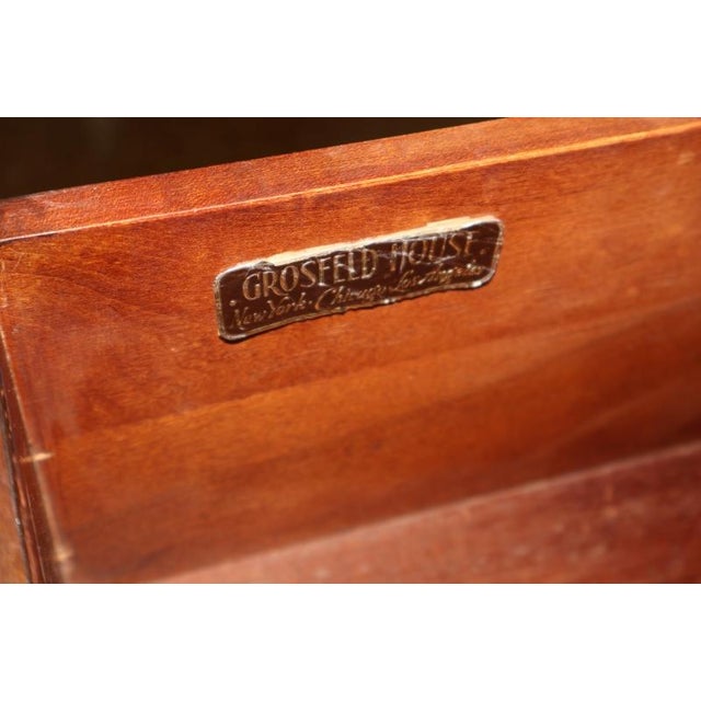 Mid 20th Century Grosfeld House Flame Mahogany Inlaid China Cabinet Bookcase Breakfront For Sale - Image 11 of 18