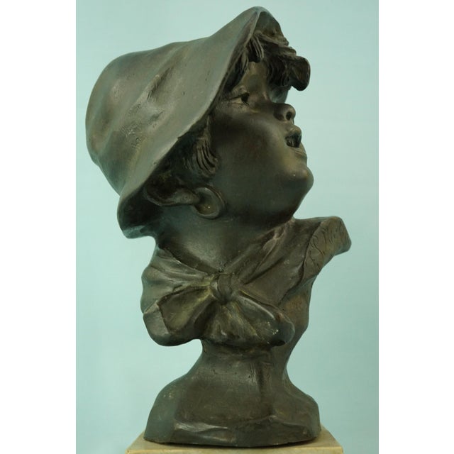 19th Century Bronze Bust Sculpture of a Peasant Child on a Marble Base by Francesco Paolo Michetti For Sale - Image 15 of 18