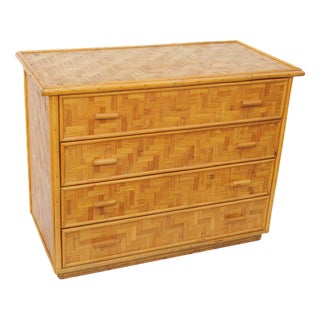 Bamboo and Pressed Bamboo Chest of Drawers, Italy, 1970s For Sale