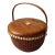 Vintage Signed Nantucket Lightship Basket – Handcrafted With Dolphin Lid, Bone Handle & Geometric Pattern For Sale
