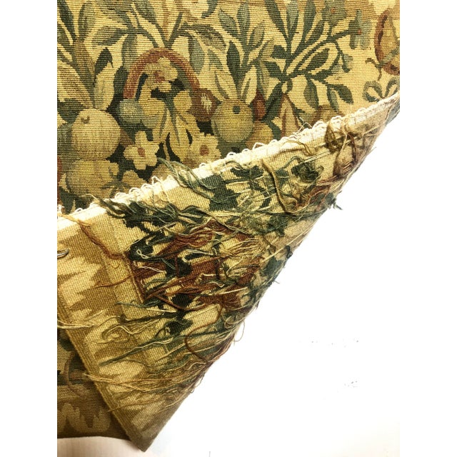 Gothic Recreated Mid 16th Century Hand Woven Wool Tapestry Fragment Featuring Standing Cherubs in Gold and Green Hues For Sale - Image 3 of 7