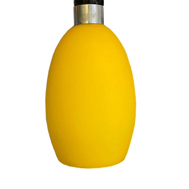 Suspension lamp in satin yellow Murano glass handmade, blown with the techniques of the old Murano glass masters. Marcato...