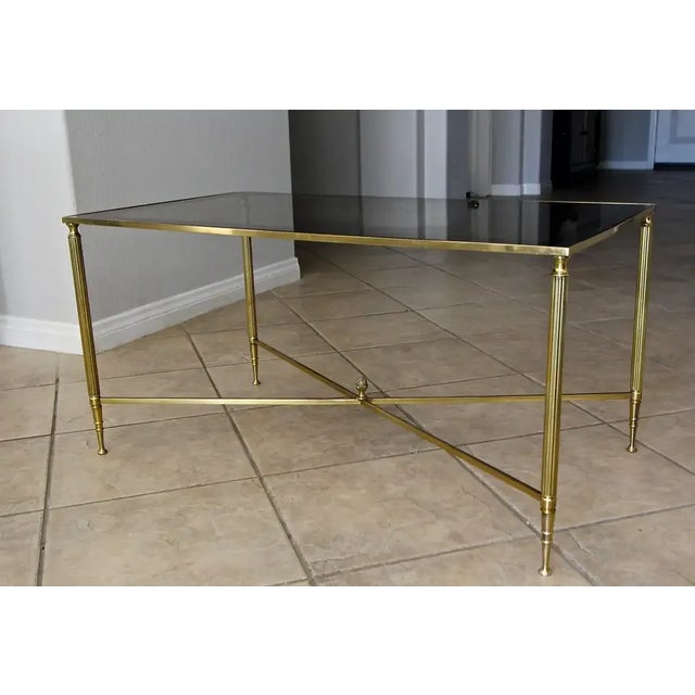 1950s French Brass X Base Coffee Cocktail Table For Sale - Image 12 of 13