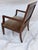 90's Timeless Leopard Print Black Faux Leather Back Mahogany Arm Chair For Sale - Image 4 of 5