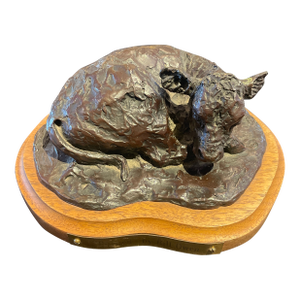 Bronze by Bill Owen Entitled “Bushed” a Tired Calf Beautiful 1974