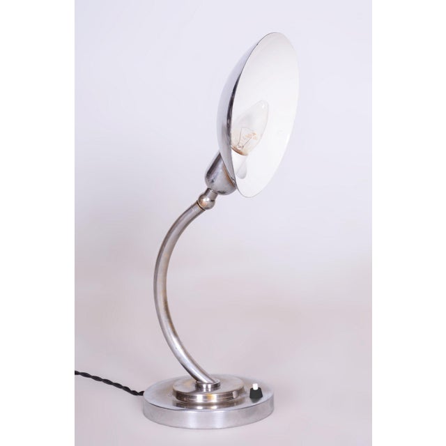 Silver Bauhaus Chrome Table Lamp attributed to Frant Anyz, Czechia, 1920s For Sale - Image 8 of 12