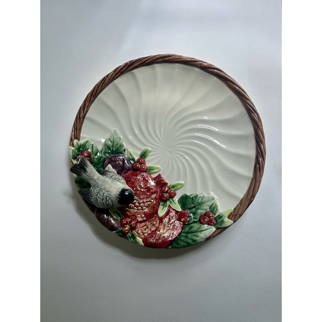 1993 Fitz & Floyd "Winter Fruit" Chickadee Porcelain Plate For Sale - Image 9 of 18