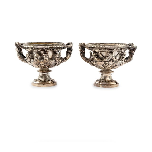 Pair 19th Century Grand Tour Neo Classical Silver Plated Warwick & Albani Urns For Sale - Image 11 of 18