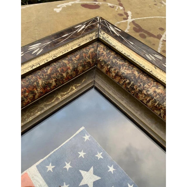 American Authentic Antique 1876 Framed 13 Star Centennial Parade Flag Rare For Sale - Image 3 of 9