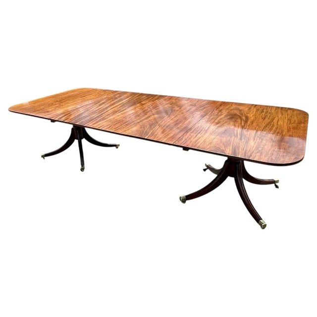 Period Early 19th Century Two Pedestal Dining Table. Wonderful old growth mahogany with exceptional patina. Tip top...