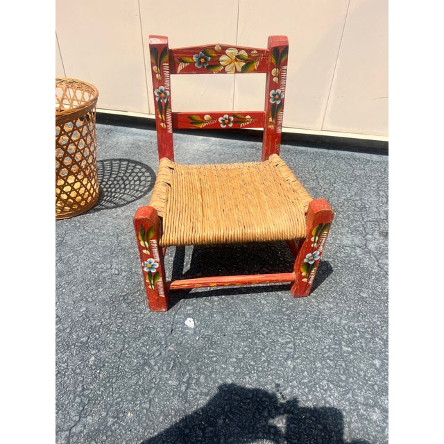 Vintage Mexican Folk Art Children’s Chair For Sale - Image 10 of 11