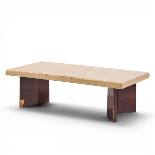 Mid-Century Modern Paul Frankl for Johnson Furniture Mid Century Mahogany and Cork Coffee Table For Sale - Image 3 of 9
