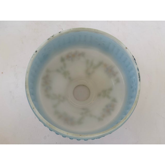 Antique Victorian Hand-Painted White Satin Glass Acorn Lamp Shade With Blue Band, C. 1890–1910 For Sale - Image 9 of 9