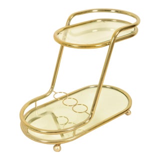 Vintage Deco Revival Style Brass Bar Cart For Sale