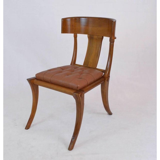 Contemporary Saber Legged Wood & White Leather Klismos Dining Chairs from Pescetta, Set of 2 For Sale - Image 3 of 17