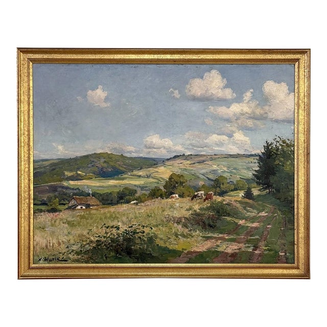 Antique Framed Oil Painting on Canvas by Xavier Wurth (1869-1933) For Sale