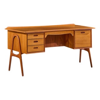 Svend Madsen Mid Century Danish Teak Curved Desk For Sale
