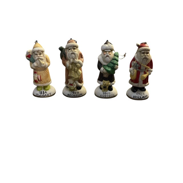 Ceramic Vintage Santa Claus From Around the World Christmas Ornaments - Set of 4 For Sale - Image 7 of 7