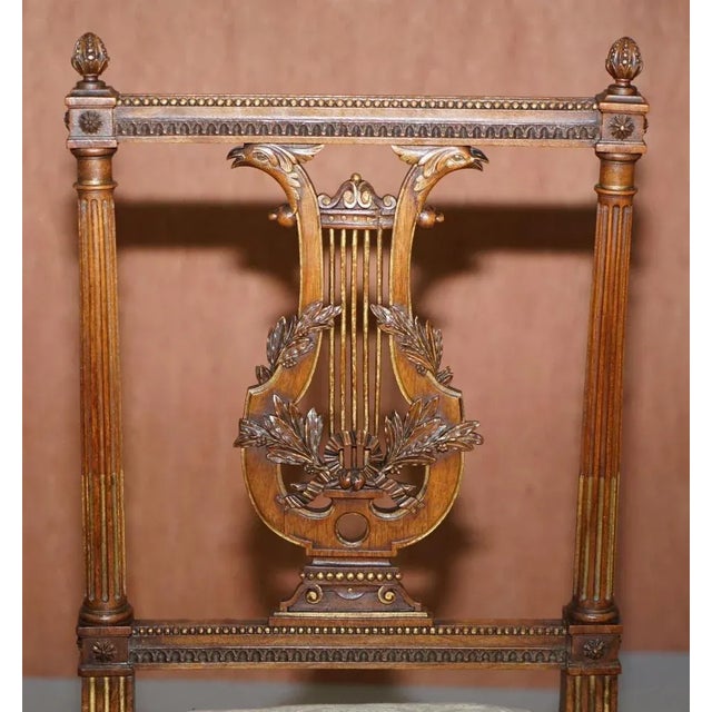 Set of Ornate Hand-Carved Giltwood Phoenix Harp Occasional Chairs For Sale - Image 6 of 18
