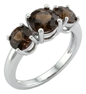 Smoky Topaz Gemstone Ring, 925 Stelring Silver Three Gemstone Trio Ring Us 7