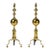 Vintage Tall Polished Brass & Cast Iron Ball Top Andirons - Pair For Sale