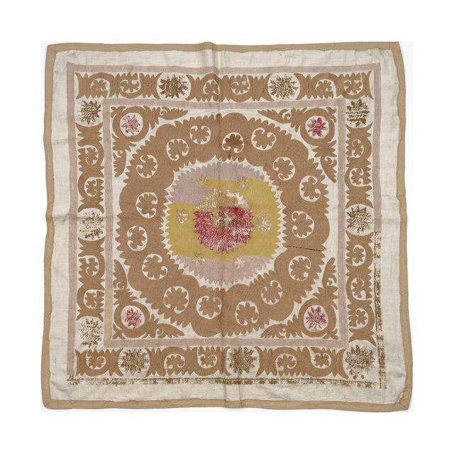 Boho Vintage Suzani from Asian, circa late 1960s. Dimension; 48'' x 49'' inches / 123 x 125 cm / 4' x 4'1'' Material: 100%...