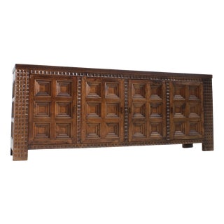 Spanish Brutalist Sideboard in Walnut, 1960s For Sale