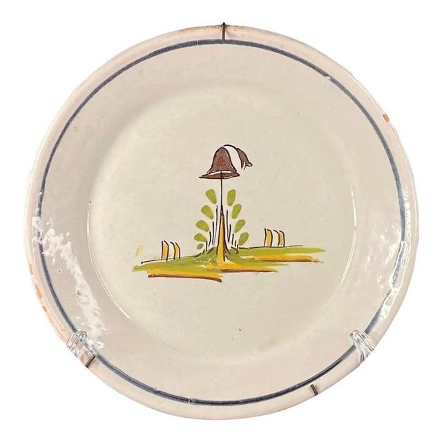 Brown French Faience Plate with Central Hunting Hat on Branch from Nevers, Late 18th Century For Sale - Image 8 of 8
