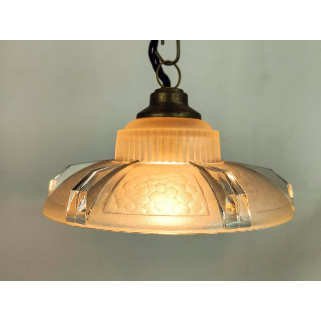 Art Deco Etched and Clear Pendant Lights, 1890s For Sale - Image 4 of 9
