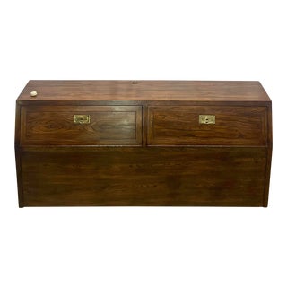 Vintage Henredon Scene One Collection Campaign Style Queen Storage Headboard For Sale