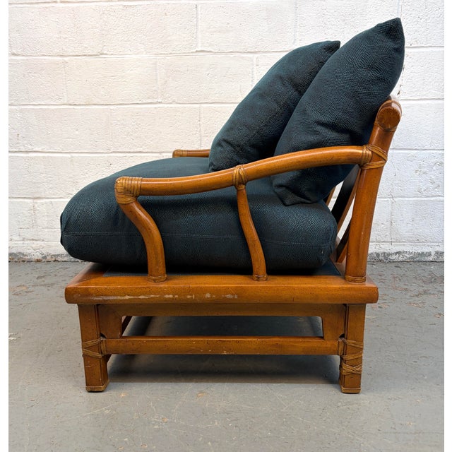 Vintage Bamboo Lounge Chair With Ottoman For Sale - Image 4 of 14