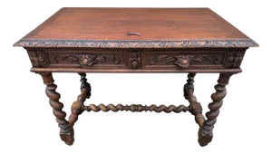 Antique French Desk with Twisted Legs in Oak, 1890s