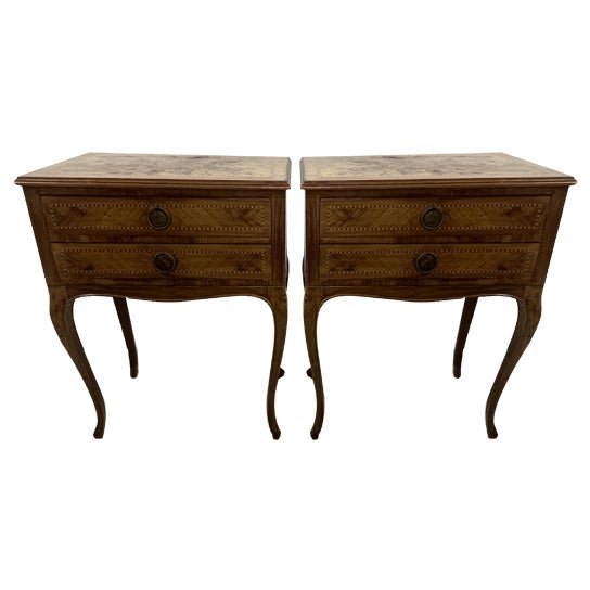 Italian Neoclassical Style Bedside Tables, 1950s, Set of 2 For Sale