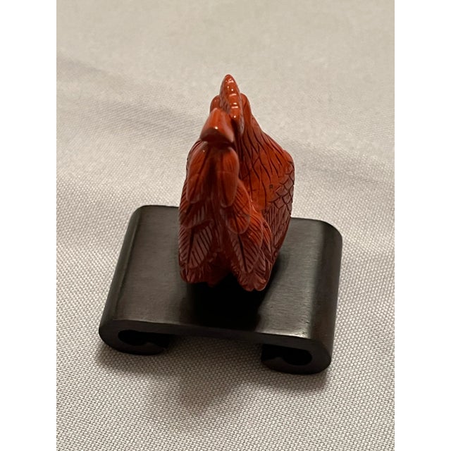 2010s Rooster Chicken Figurine, Red Jasper, Hand Carved, China For Sale - Image 4 of 12