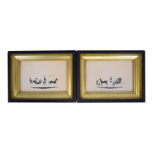 Pair X Framed Silhouette Carriage/ Coaching Prints